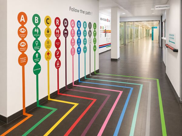 Corporate HQ wayfinding system